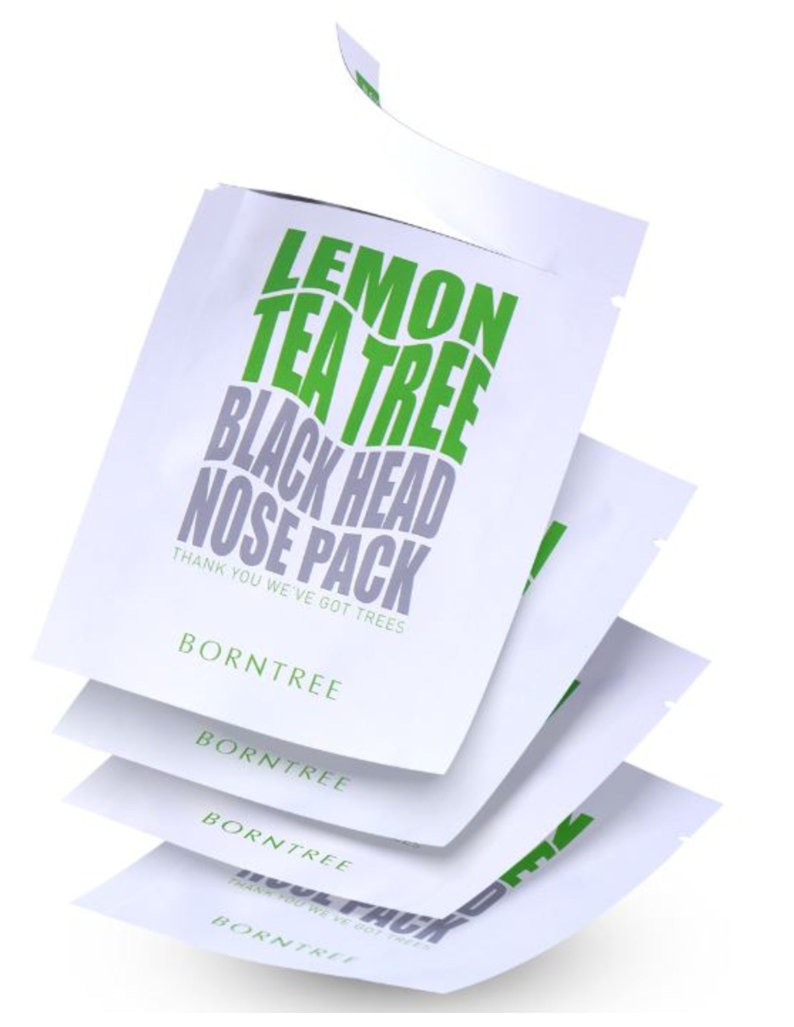 Borntreee Lemon Tea Tree Blackhead Nose Pack, 10-pack